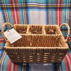 Hearth & Hand Natural Brown Woven Three-Compartment Caddy
